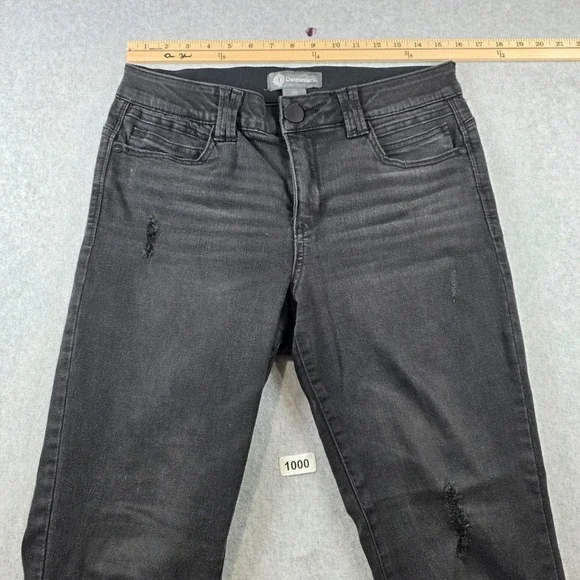 Democracy Ab Solution Skinny Jeans Black Distressed Raw Hem Womens 10 - Picture 4 of 9